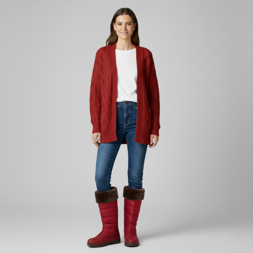 Women's high boots with down lining