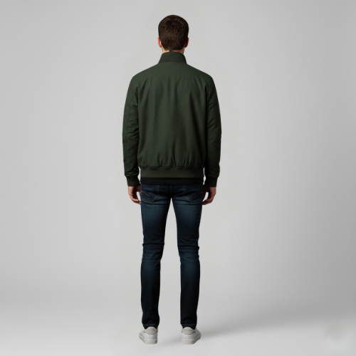 Men's fabric bomber jacket with collar