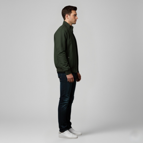 Men's fabric bomber jacket with collar