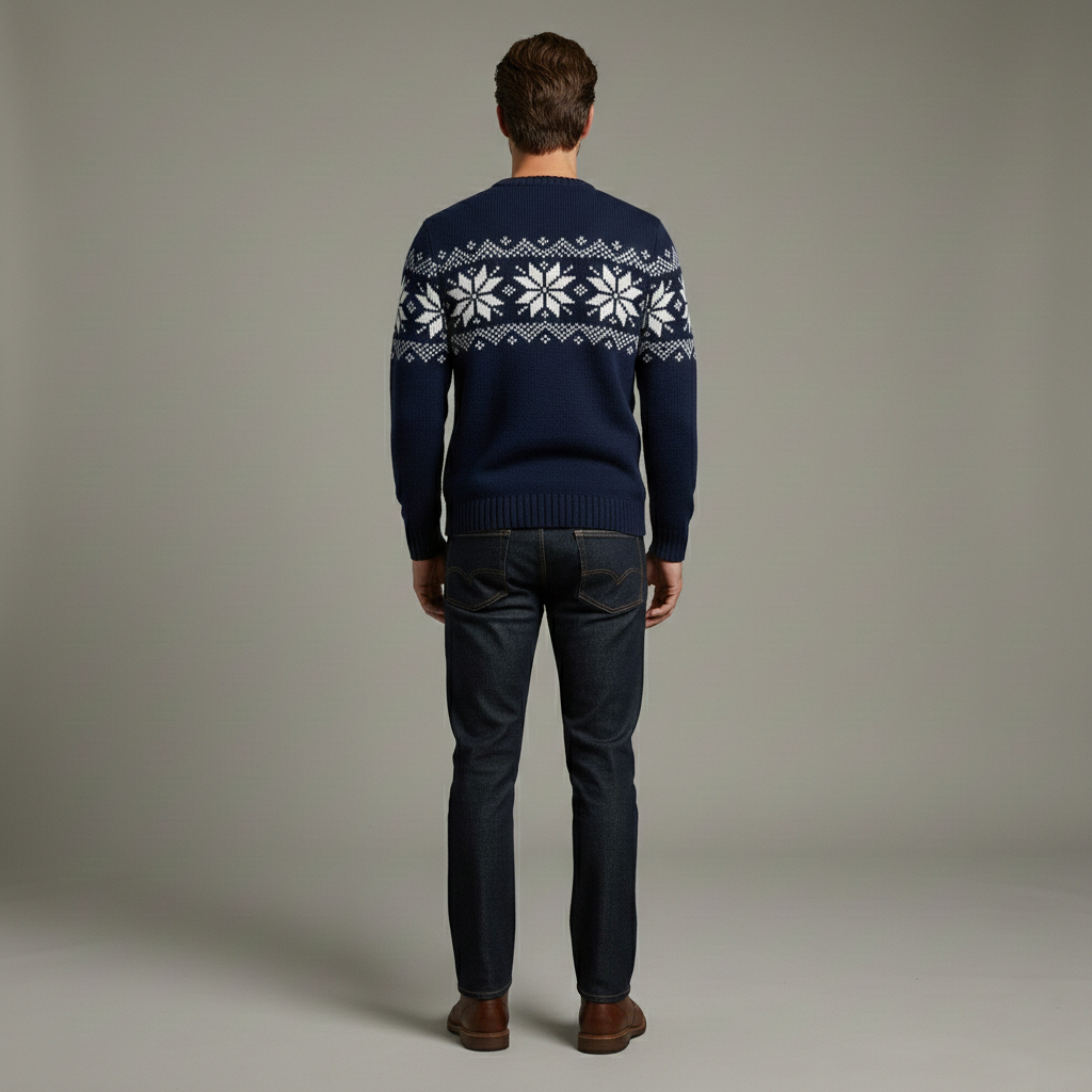 Men's knitted sweater with snowflake pattern