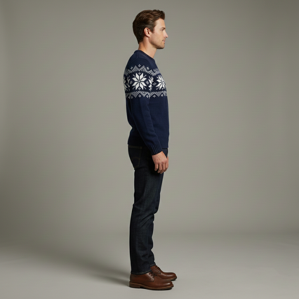 Men's knitted sweater with snowflake pattern