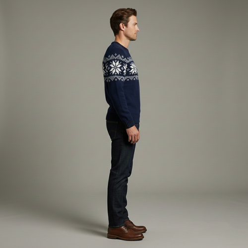 Men's knitted sweater with snowflake pattern