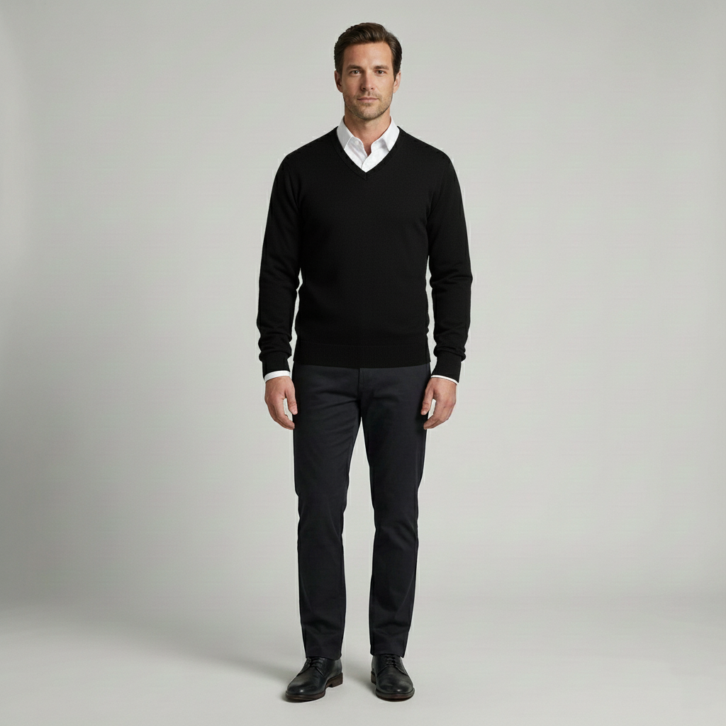 Men's V-neck sweater with a business look