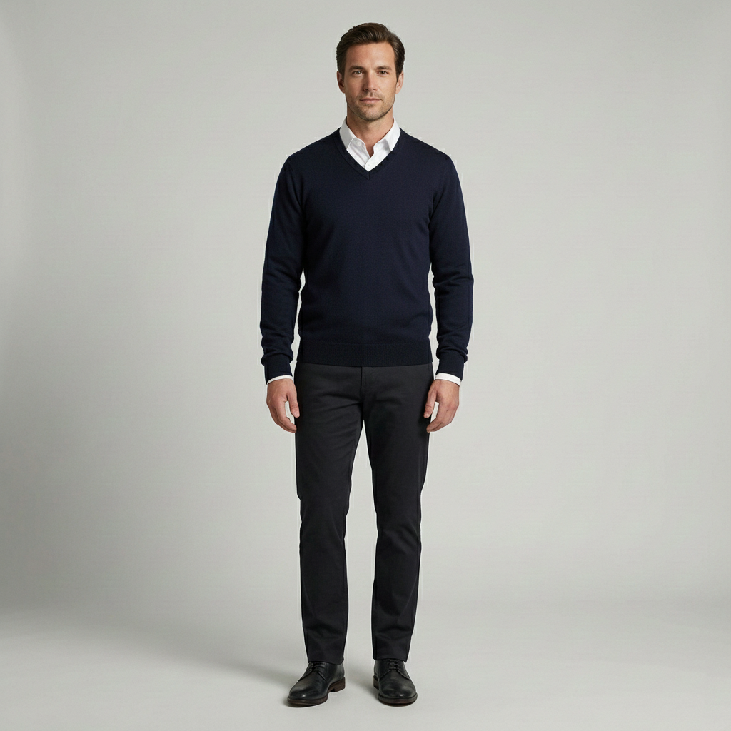 Men's V-neck sweater with a business look