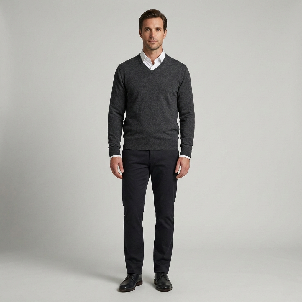 Men's V-neck sweater with a business look
