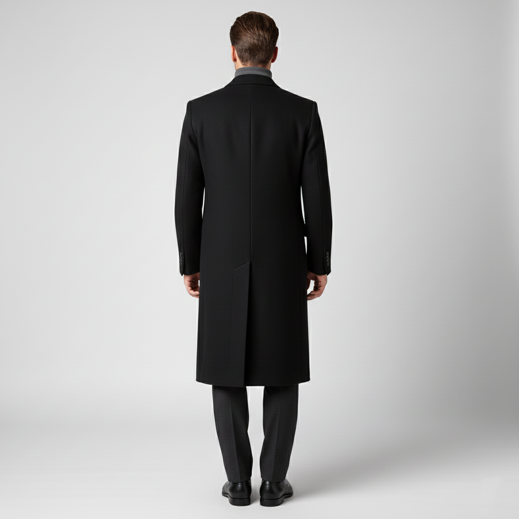 Men's long coat with button closure