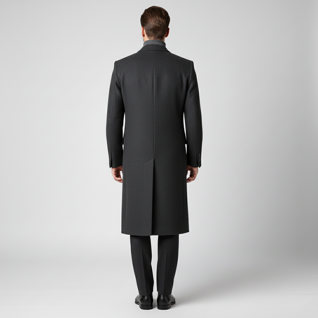 Men's long coat with button closure