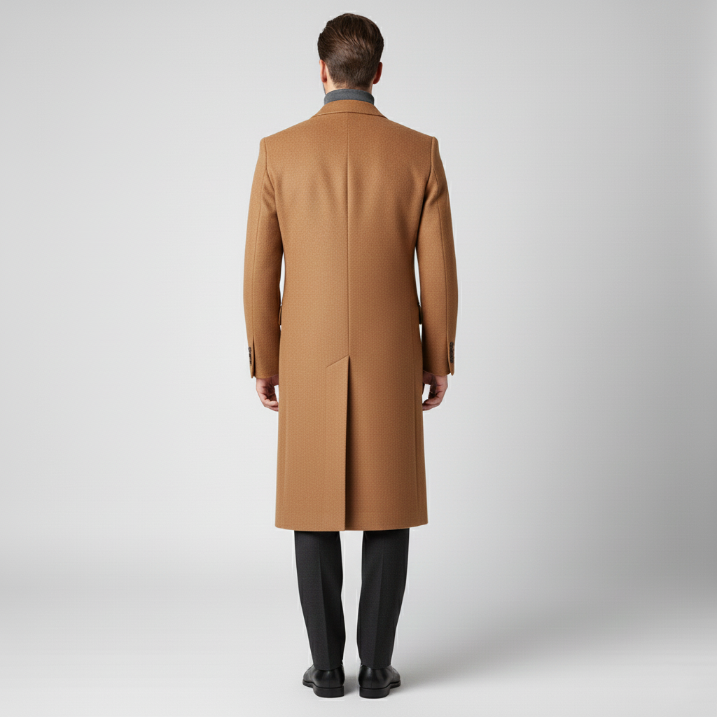 Men's long coat with button closure