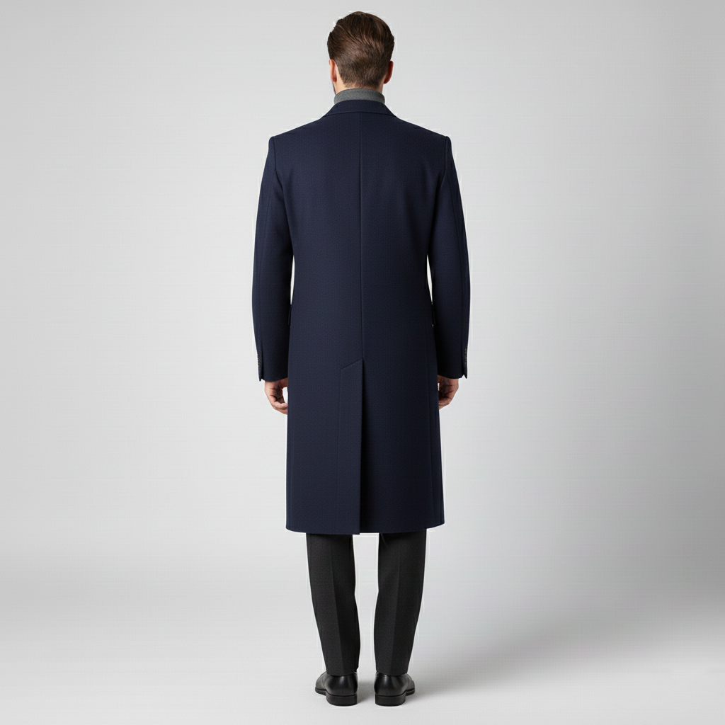 Men's long coat with button closure
