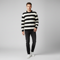 Men's sweater with black and white stripes