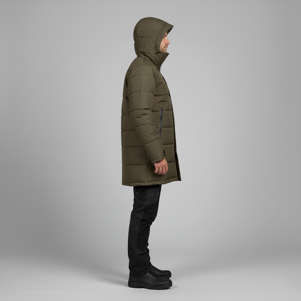Men's waterproof rain parka with down lining