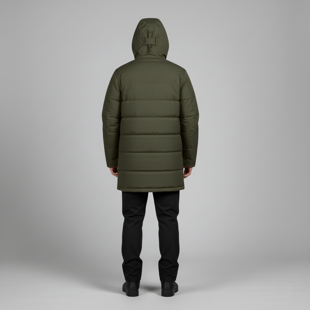 Men's waterproof rain parka with down lining