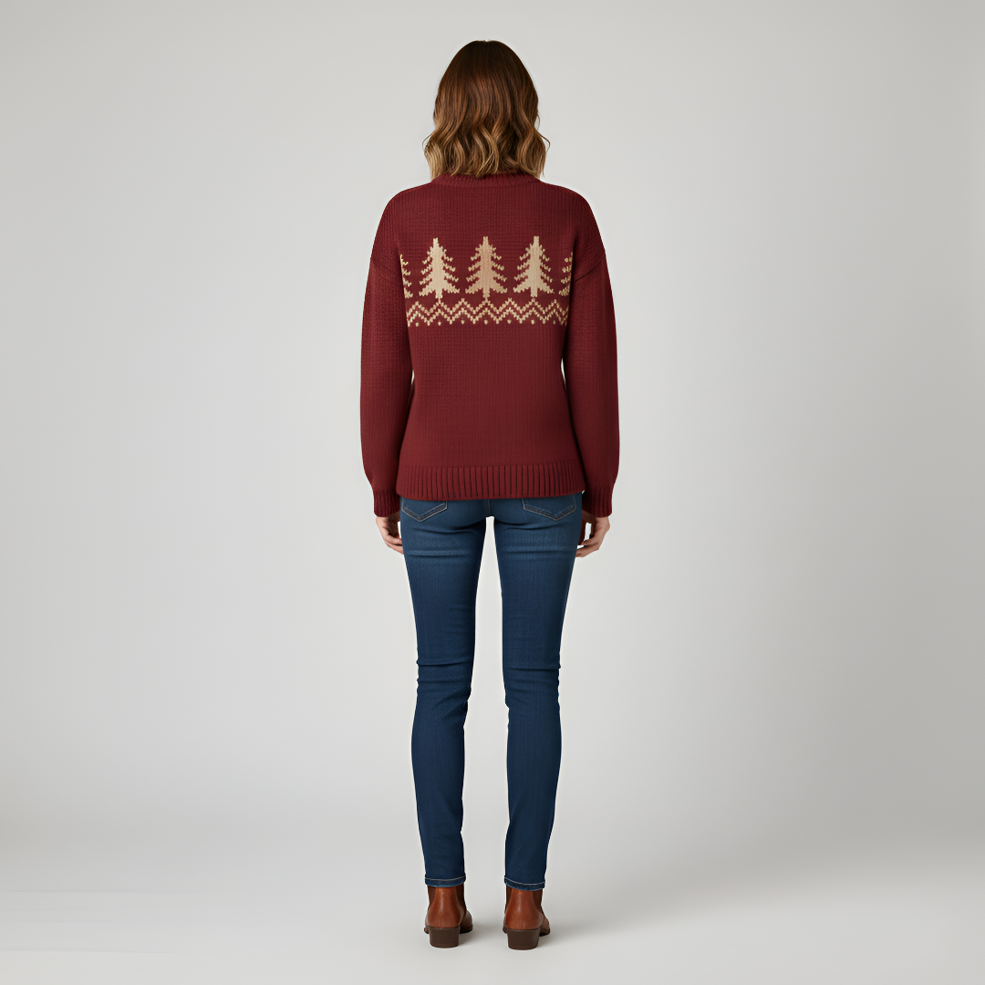 Women's Christmas sweater with pine tree
