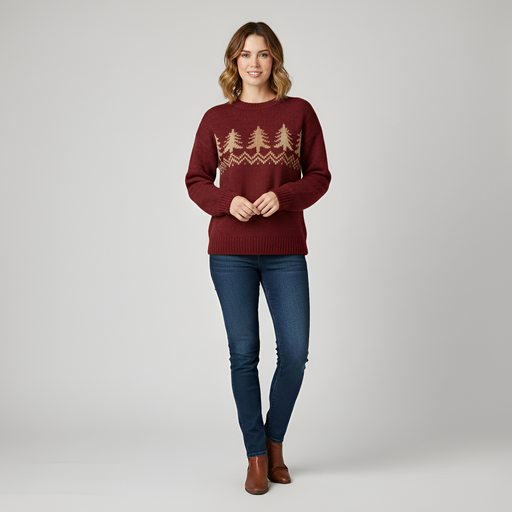 Women's Christmas sweater with pine tree