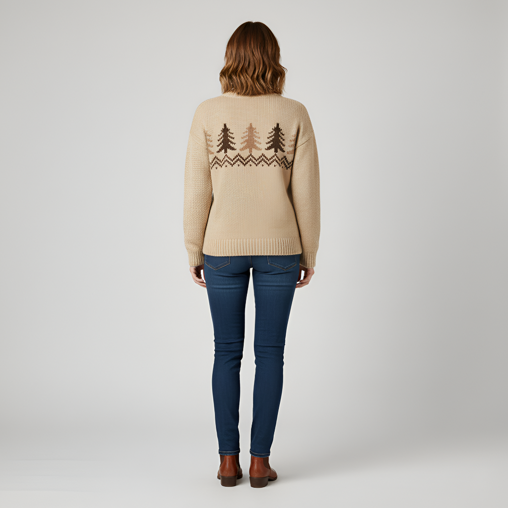 Women's Christmas sweater with pine tree