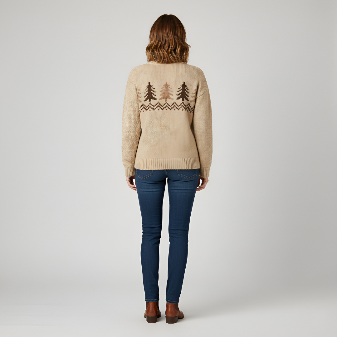 Women's Christmas sweater with pine tree