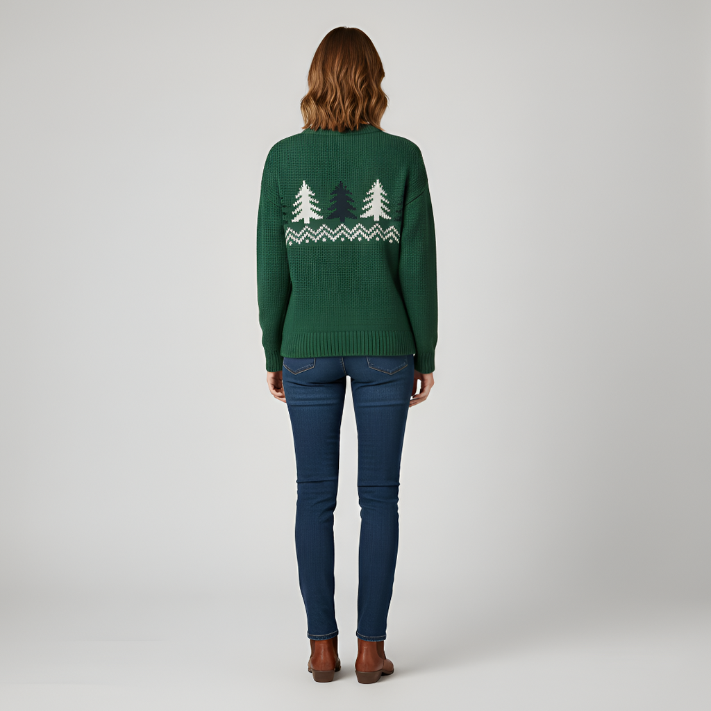 Women's Christmas sweater with pine tree