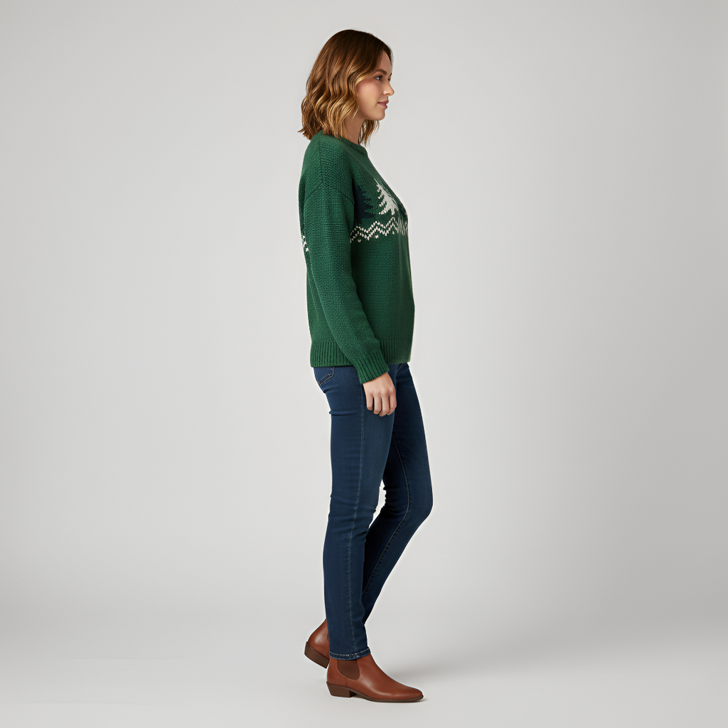 Women's Christmas sweater with pine tree