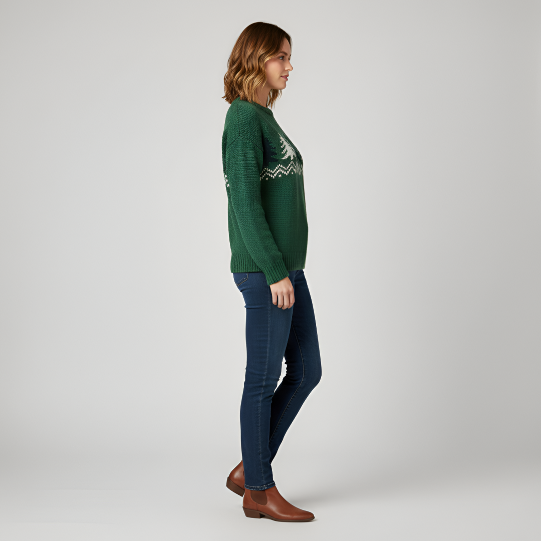 Women's Christmas sweater with pine tree
