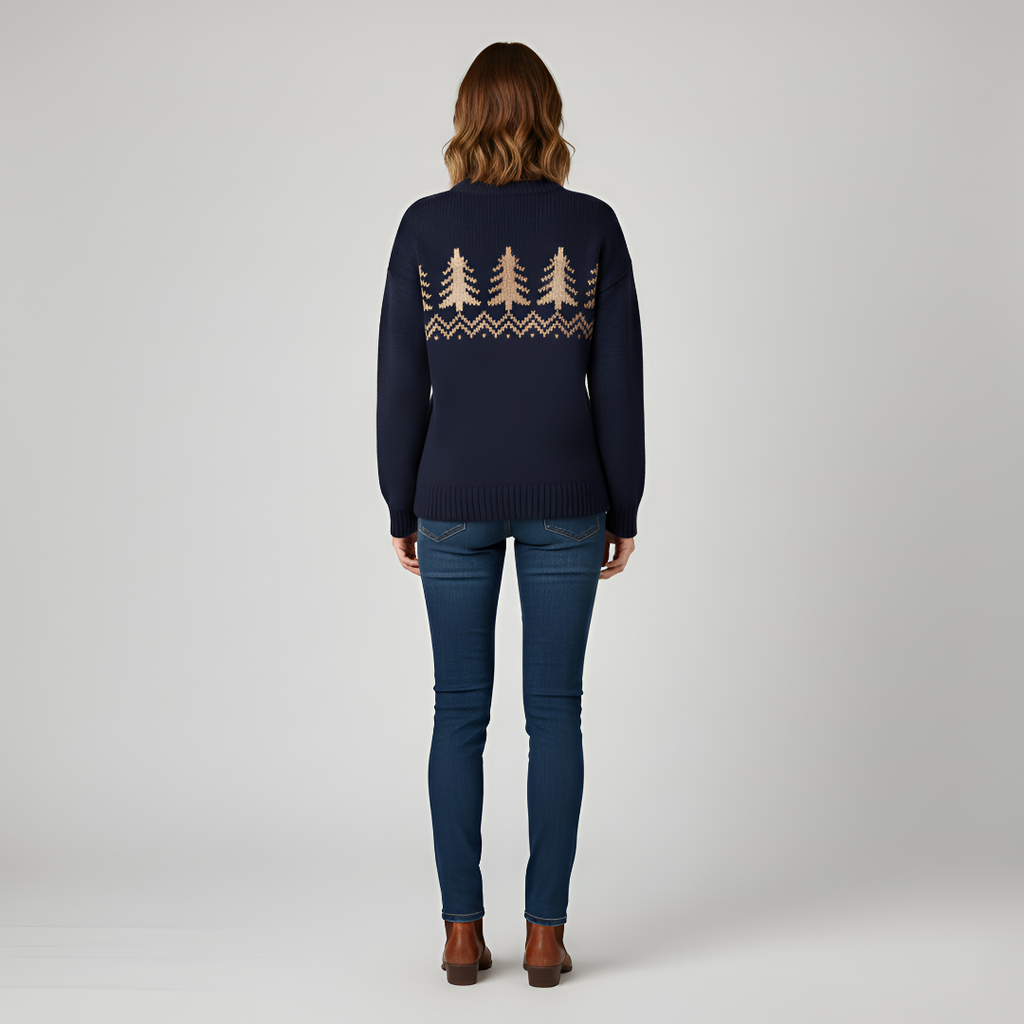 Women's Christmas sweater with pine tree