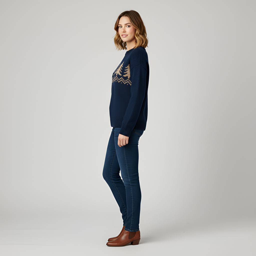 Women's Christmas sweater with pine tree