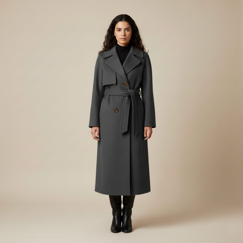 Women's coat with button closure