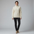 Women's knitted cable sweater with turtleneck