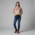 Women's warm sweater with heart pattern